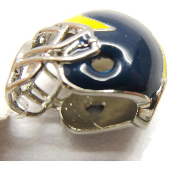 U of M University of Michigan Wolverine Football Helmet Bead Charm Blue & Yellow - Picture 4 of 11